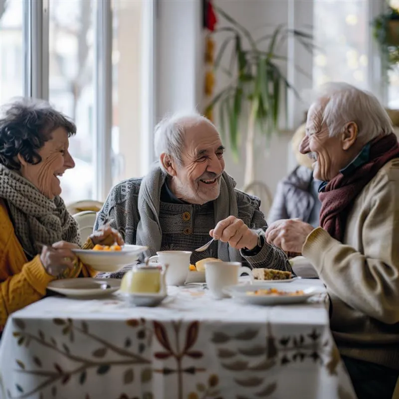 Des résidents partagent un repas convivial